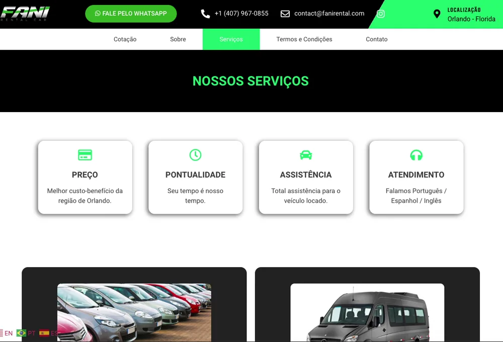 Projeto Fani Rent a Car creado por REGRA Digital Business