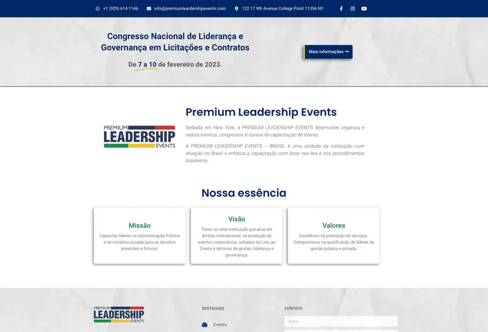 Premium Leadership Events website built by REGRA Digital Business