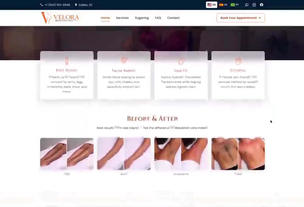 Projeto Velora Brazilian Waxing creado por REGRA Digital Business