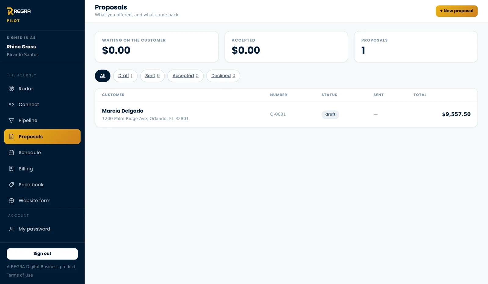 Quotes — built by picking from your saved prices